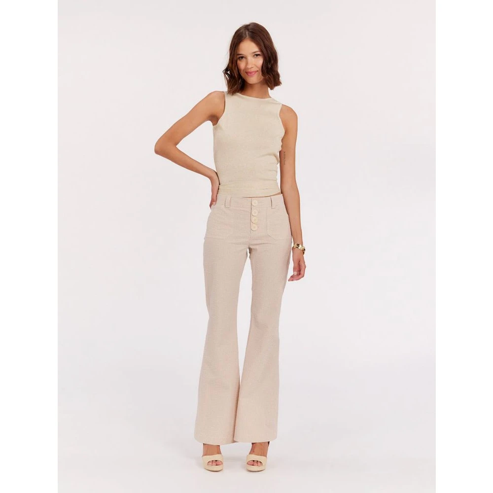 Ines De La Fressange Paris Gestreepte Flare Broek Beige Dames