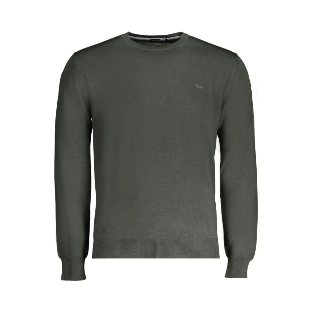Harmont & Blaine Men's Green Round-Neck Knitwear, Xl, Wool Pullover With Logo Embroidery