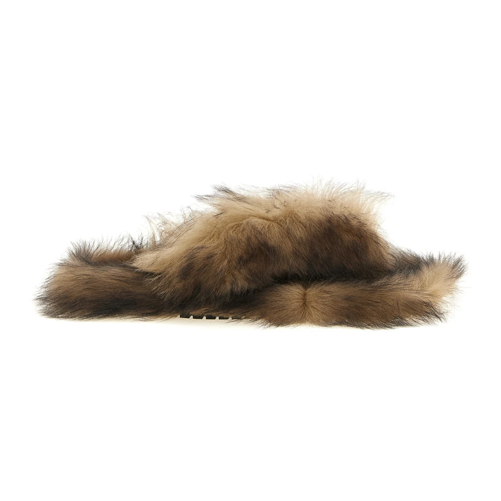 Dolce & Gabbana Women's Brown Slippers, 4 Uk, Shearling Flip-Flops
