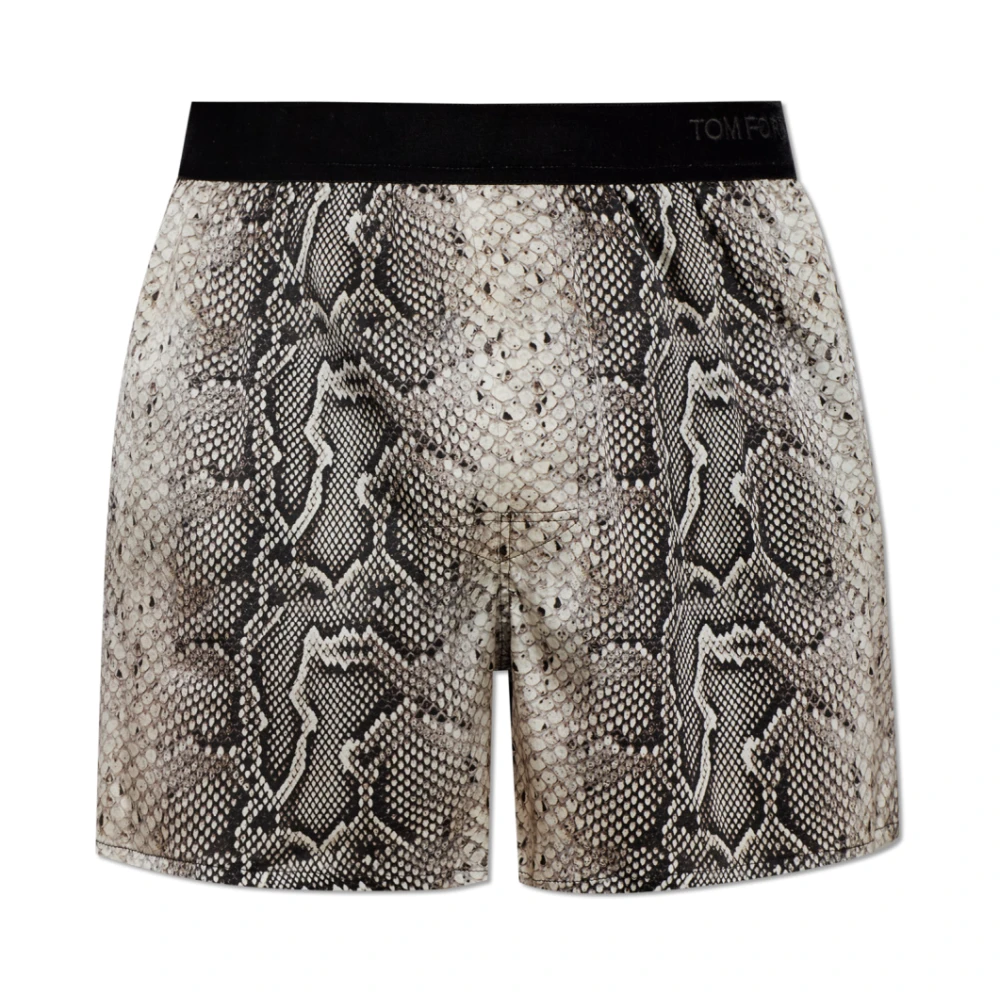 Tom Ford Uomo Nero - Boxer In Seta Con Motivo Animalier - Underwear - Xl