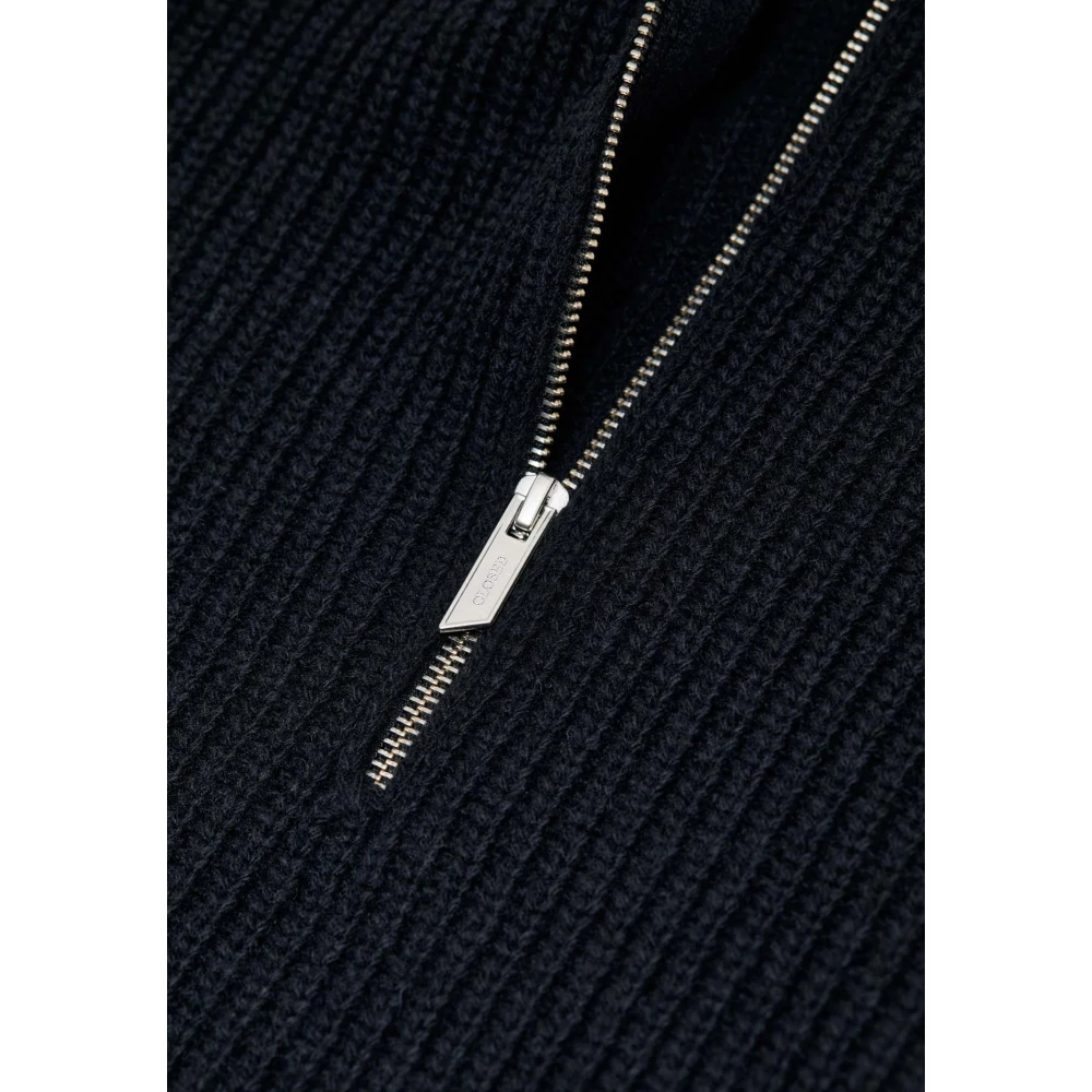 closed Halve Rits Geribbelde Trui Black Heren