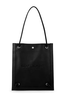 Platt Crossbody Väska Svart Läder