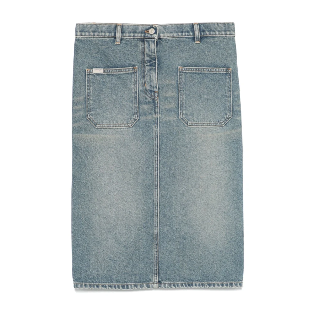 Courrèges Denim Pencil Rok met Voorknoppen Blue Dames