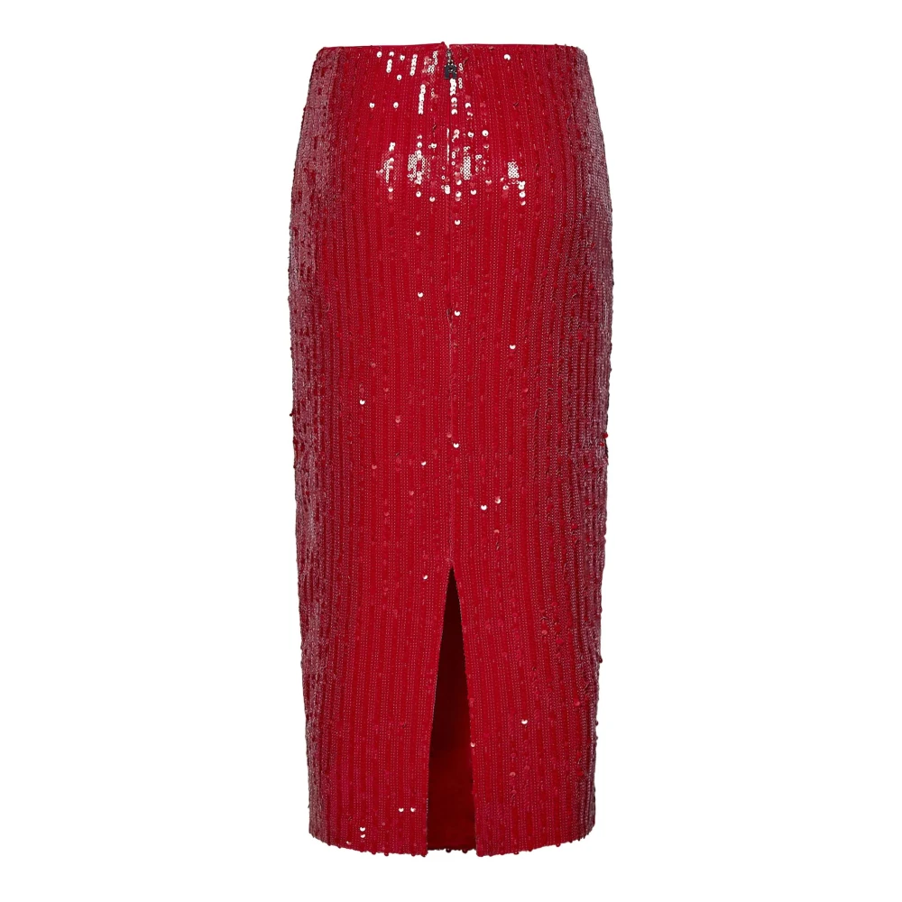 Rotate Birger Christensen Midi Rok Red Dames
