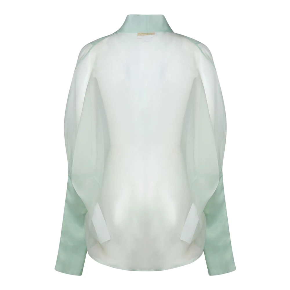 Genny Jade V-Hals Blouse met Transparante Details Green Dames