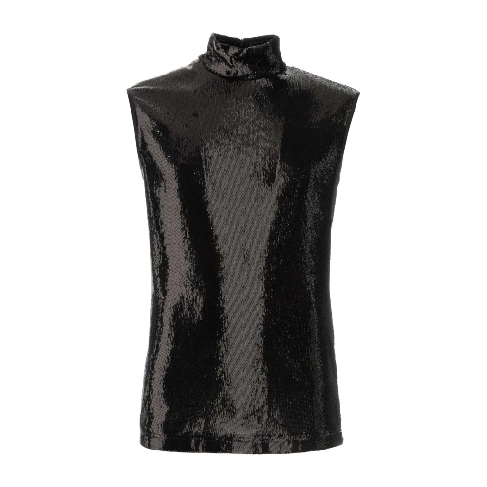 Dolce & Gabbana Zwarte pailletten T-shirt Black Heren