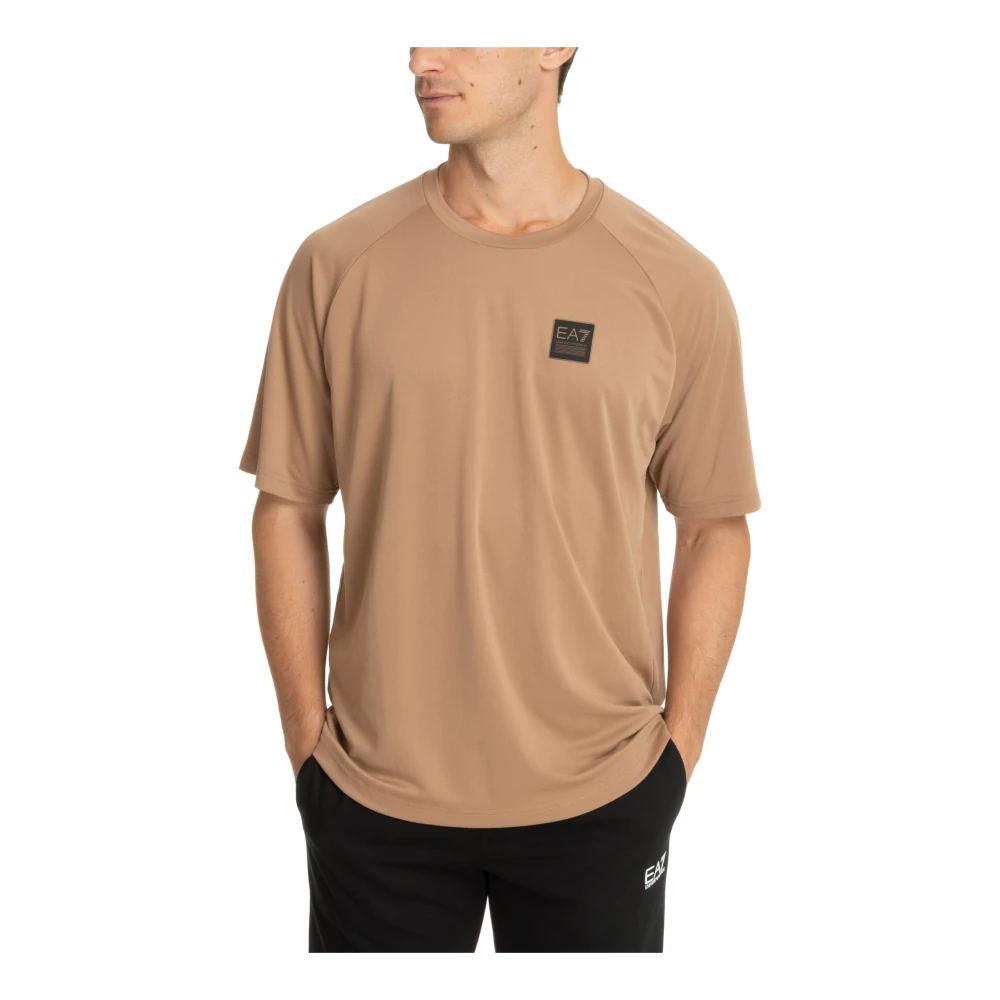 Emporio Armani EA7 Effen Logo T-shirt Beige Heren
