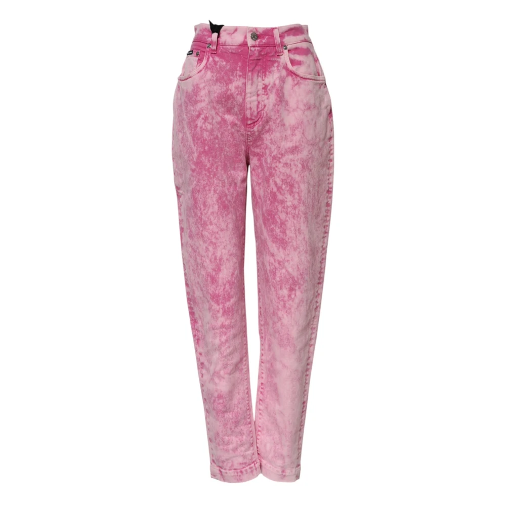 Dolce & Gabbana Women's Pink Slim Fit Jeans, 2XS, Tie Dye Tapered Denim Jeans