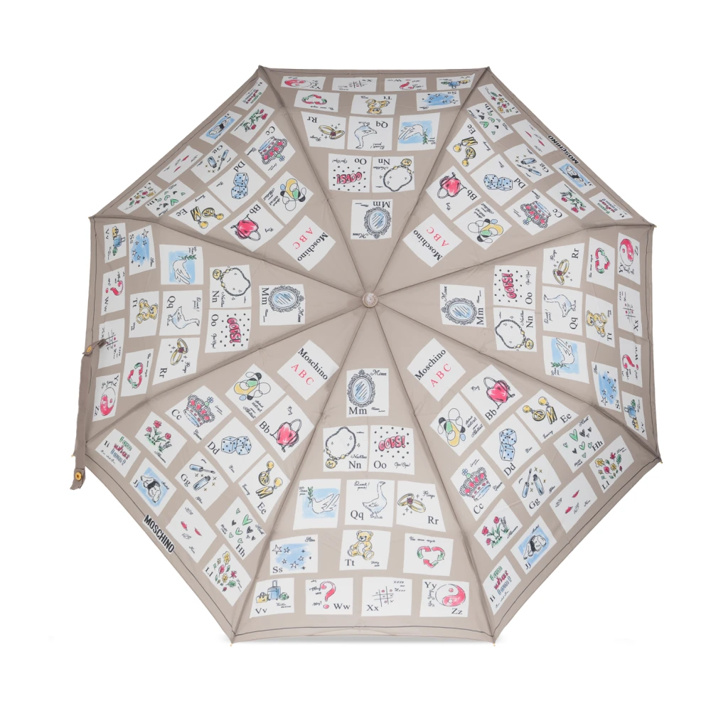 Moschino Opvouwbare paraplu met logo Beige Unisex