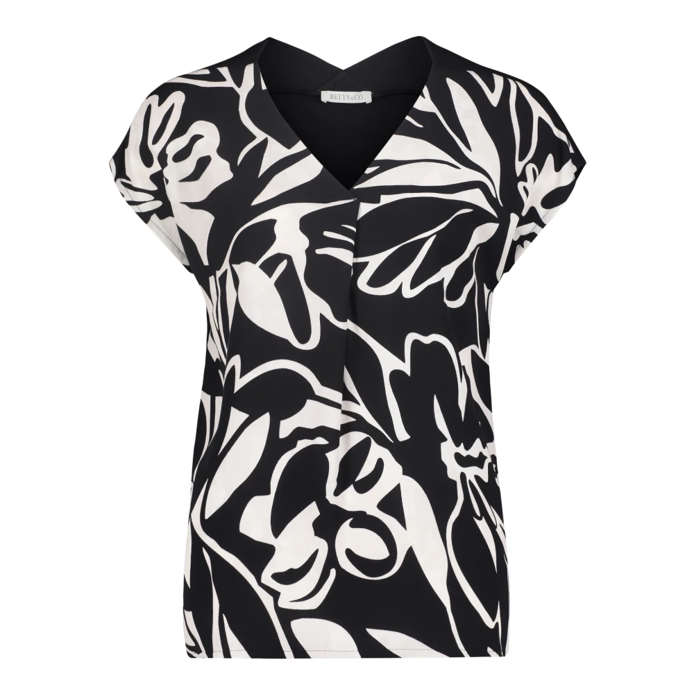 Betty & Co Grafische Print Blouse Shirt Black Dames