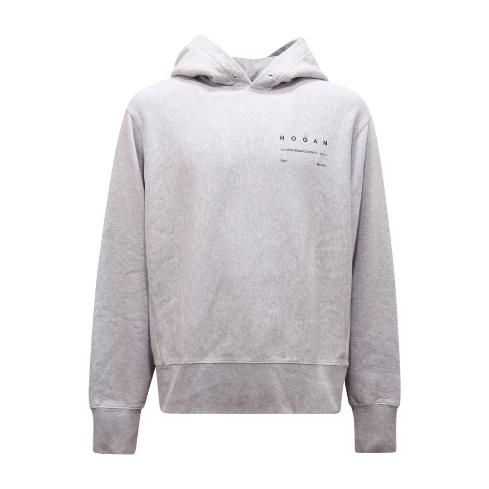 Hogan Gray Oversize Hooded Sweatshirt - Male - Hoodies - L - Sweatshirts & Hoodies