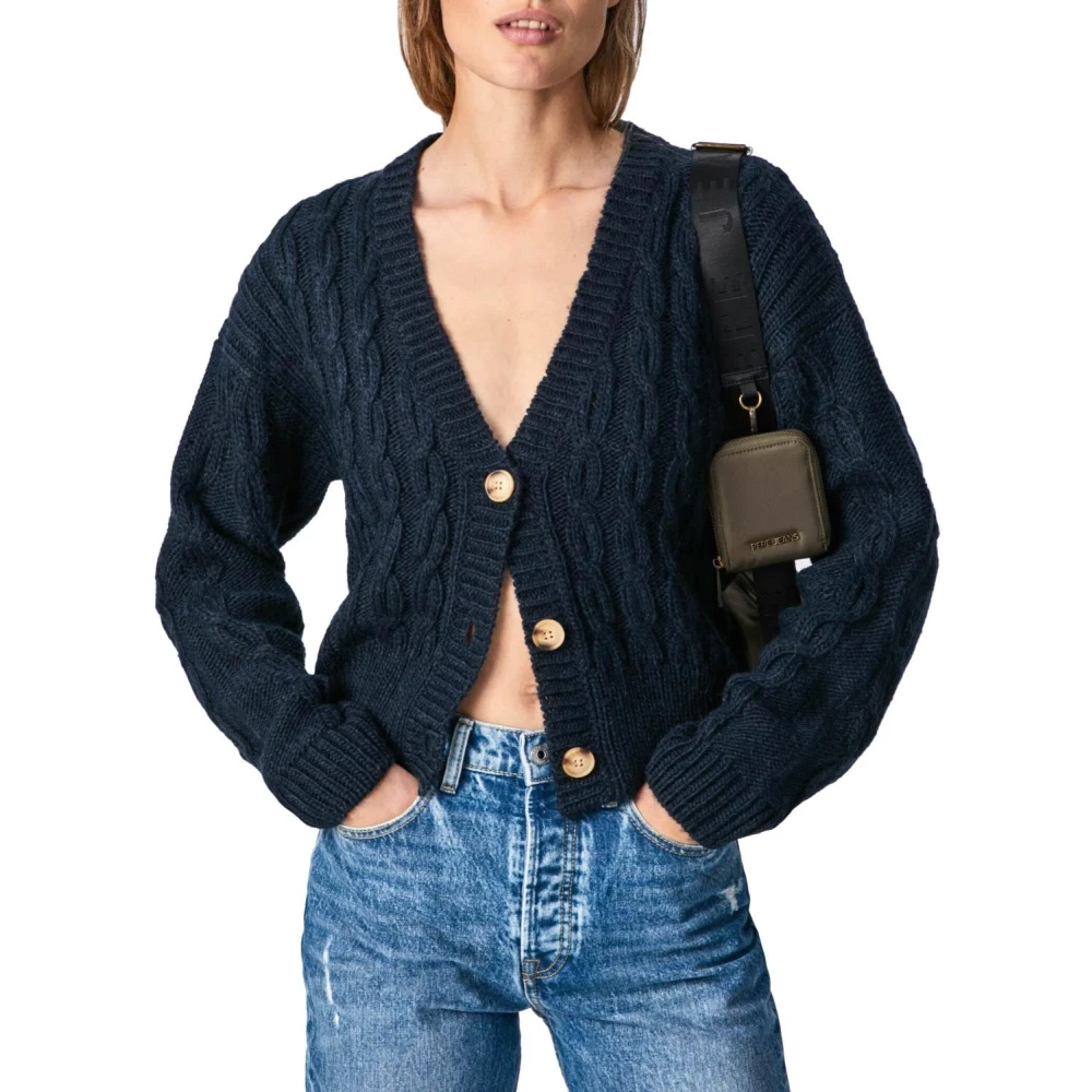 Pepe Jeans Women's Blue Cardigan - Cardigans - L - Knitwear