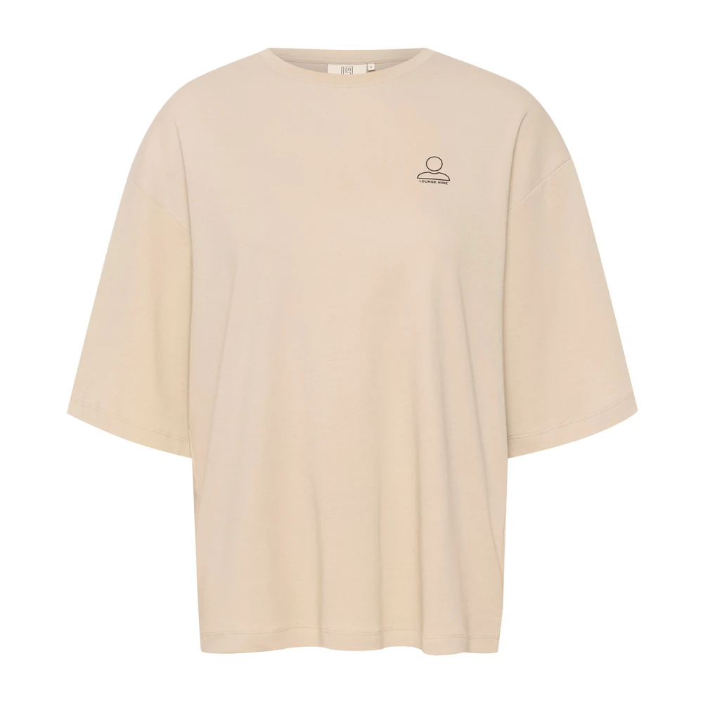 Lounge Nine Zilveren Voering Print Tee Top Beige Dames