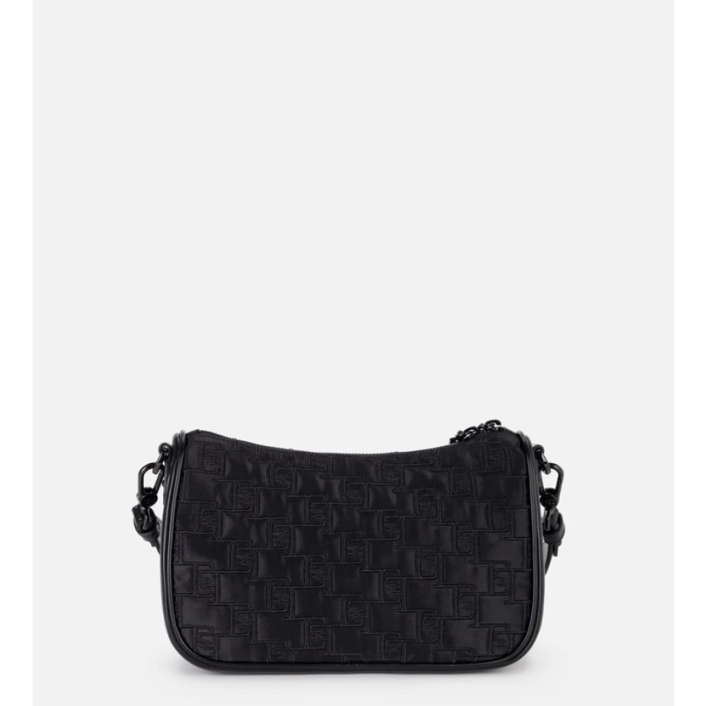 Elisabetta Franchi Schoudertas met reliëf en dubbele rits Black Dames