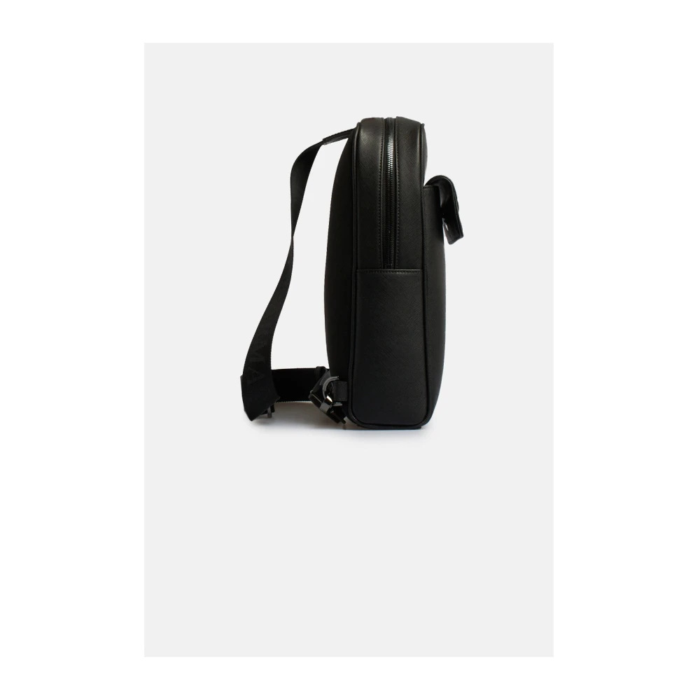 Emporio Armani Zwarte Groene Schoudertas met Rits Black Heren