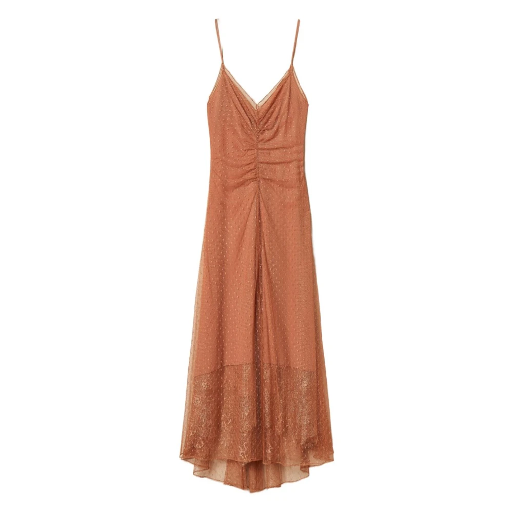 Twinset Women's Brown Midi Dresses, L, Point D'esprit Dress