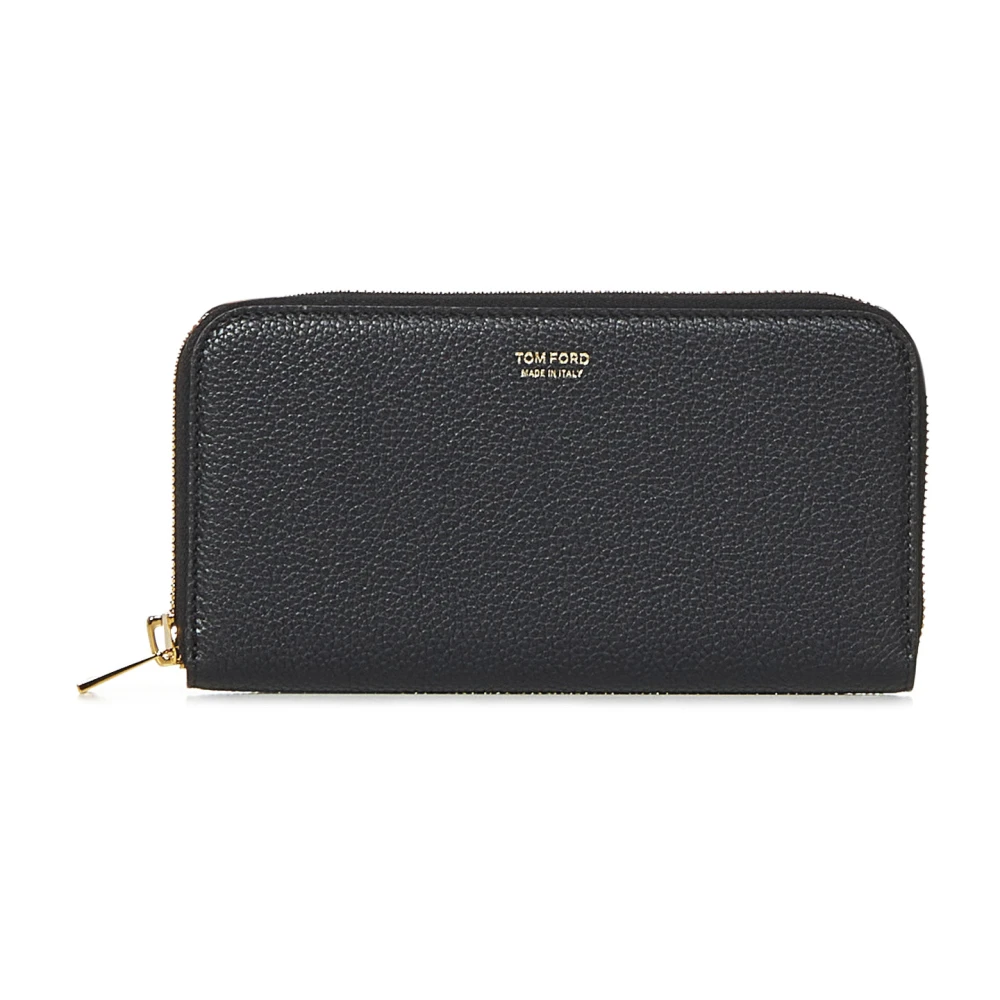 Tom Ford Zwarte leren portemonnee met gouden logo Black Heren