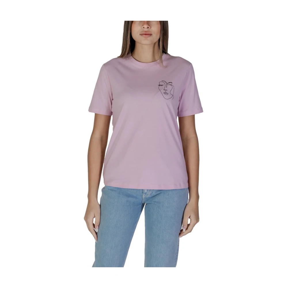 Vila Multicolor Katoenen Dames T-shirt Purple Dames