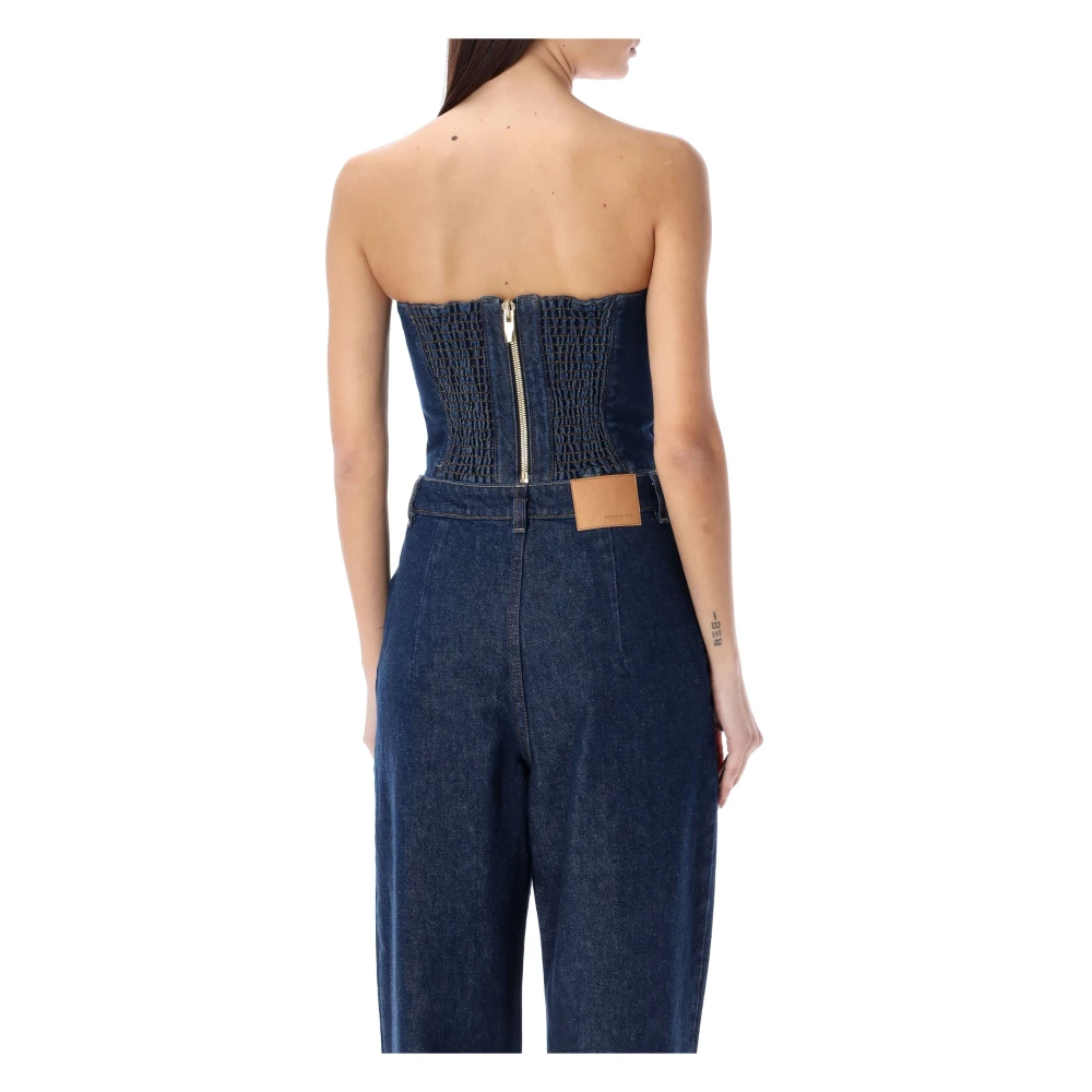 Magda Butrym Navy Denim Corset Top Blue Dames