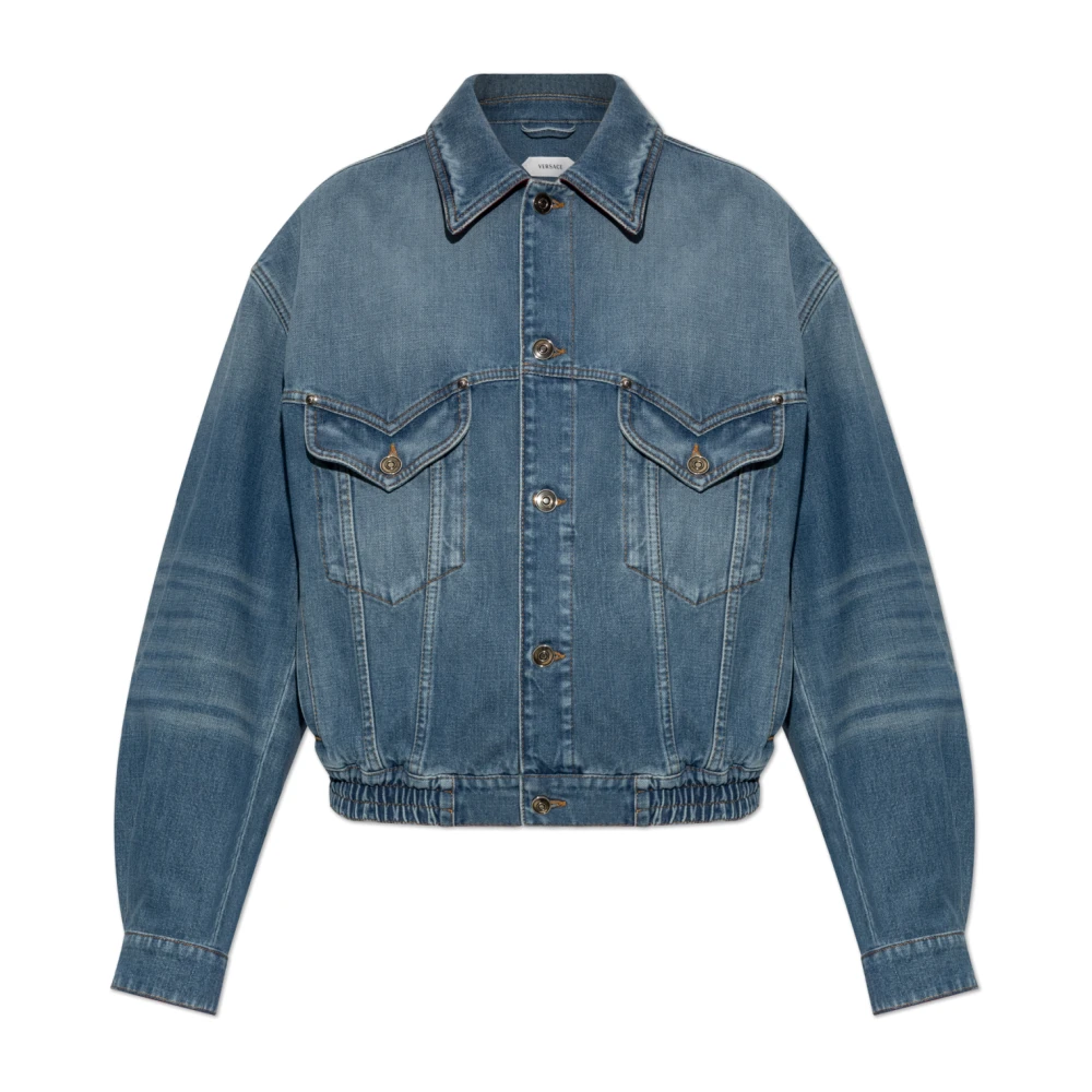 Versace Women's Blue Denim Jackets, L, Denim Blouson