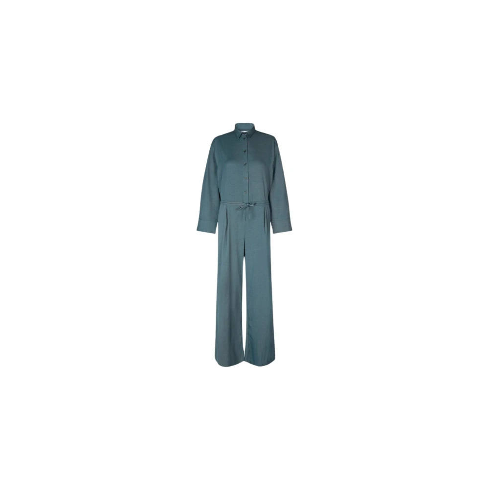 Samsøe Samsøe Blågrå Långärmad Jumpsuit Green, Dam