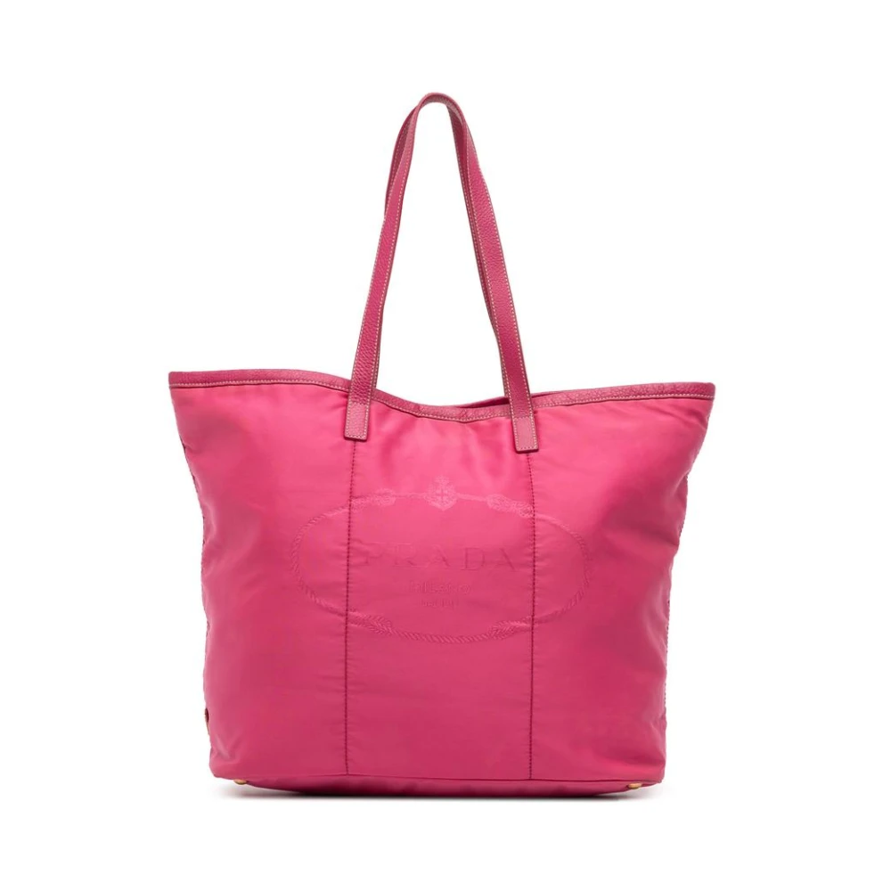 Prada Vintage Women's Pink Pre-Owned Nylon Tote Bag