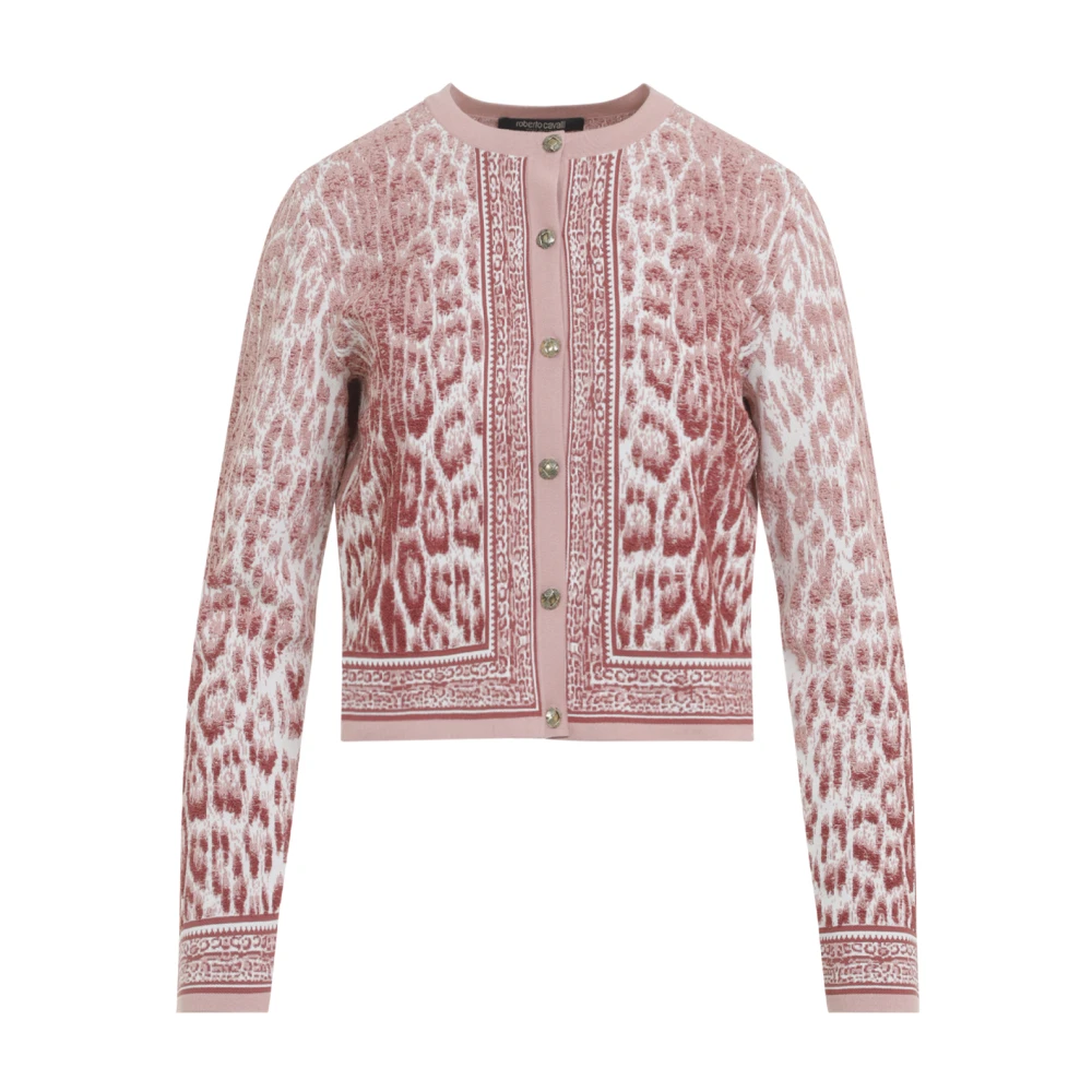Roberto Cavalli Multicolor Jaguar Print Cardigan - Female - Round-Neck Knitwear - S - Knitwear