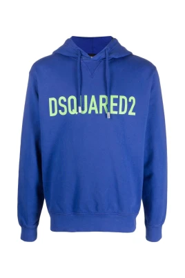 Blå Casual Tröja Hoodie Bomull