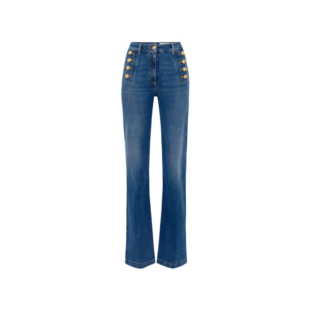 Elisabetta Franchi Women's Blue Boot-Cut Jeans,, High-Waisted Flare Jeans In Vintage W30