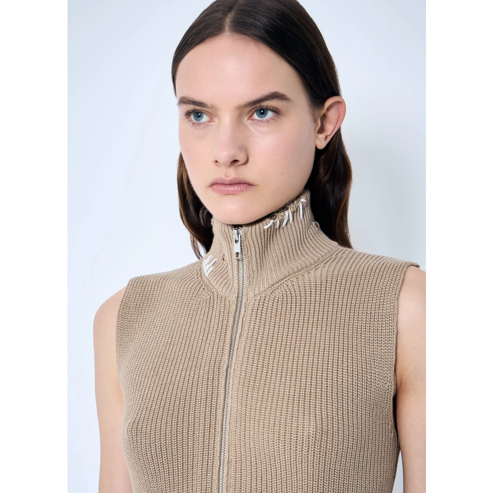 MM6 Maison Margiela Gestoorde Katoenen Brei-vest Beige Dames