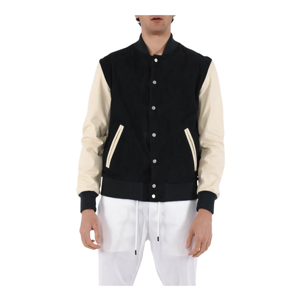 Dfour Slim Fit Leren Bomberjack Blue Heren