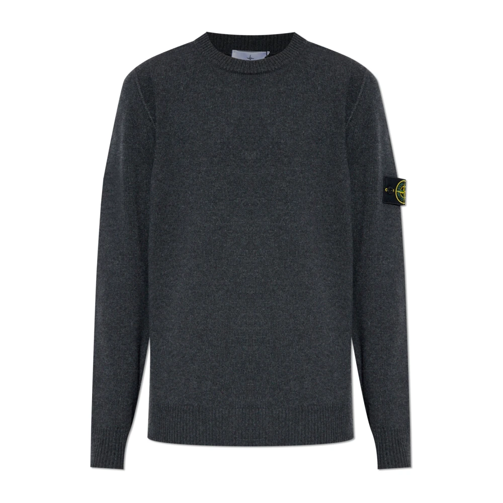 Stone Island Men's Gray Round-Neck Knitwear,, Jumper Small