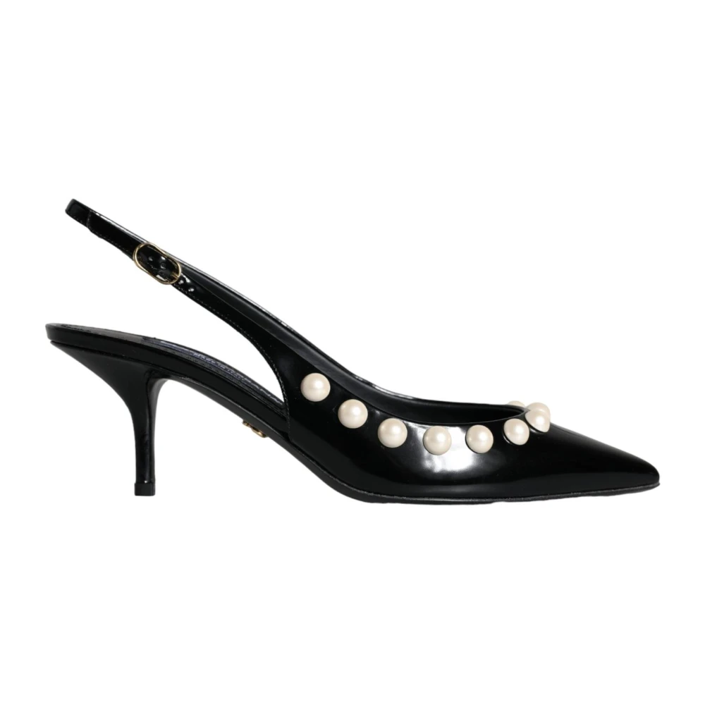 Svart Pearl Heel Slingback Sko