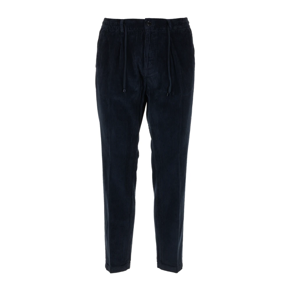 Cruna Blauwe Slim Tapered One Pleat Broek Blue Heren