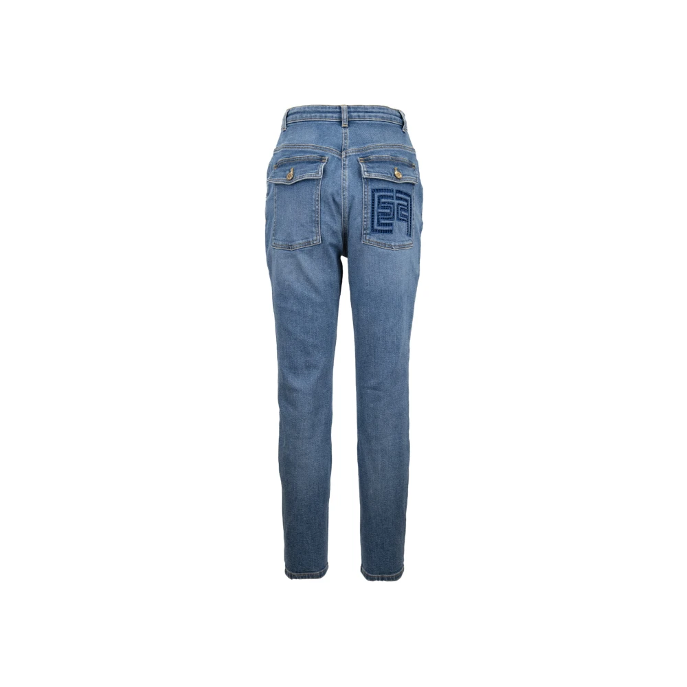 Elisabetta Franchi Dames Jeans met Rits en Knoop Blue Dames