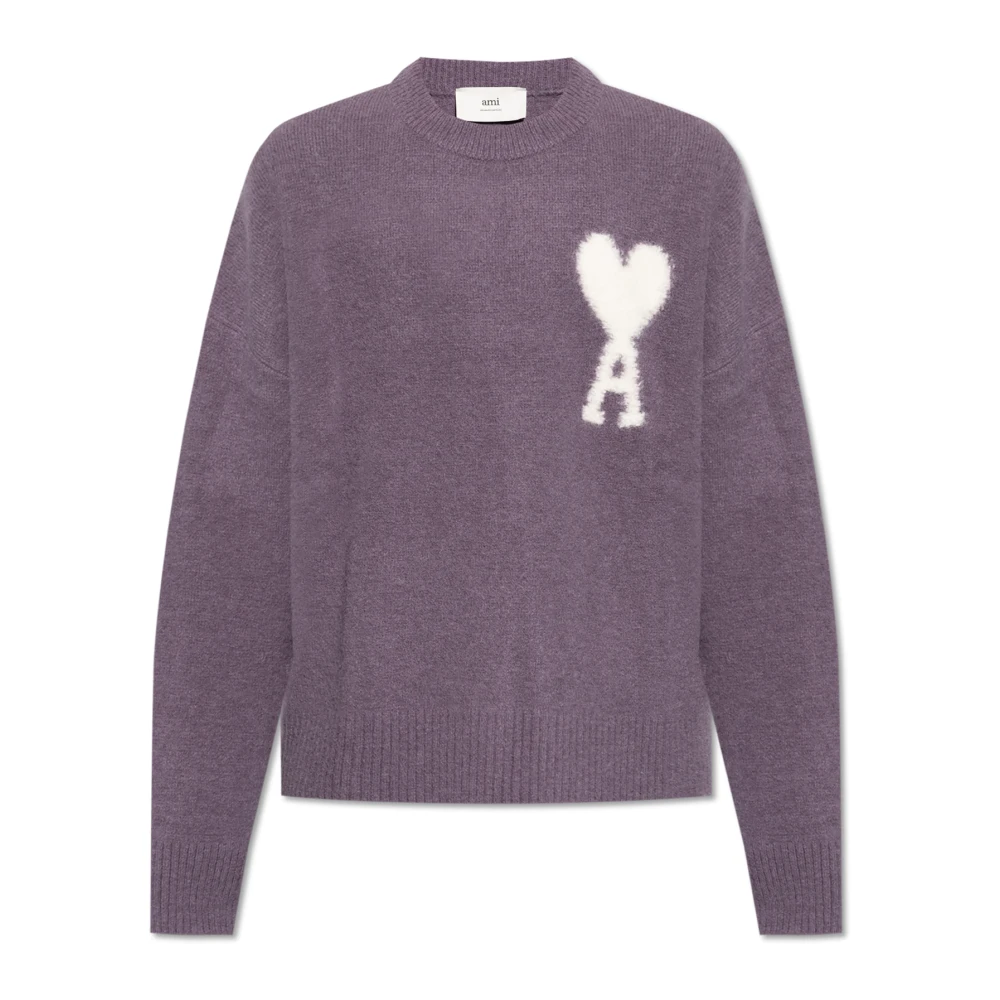 Ami Paris Wollen trui met logo Purple