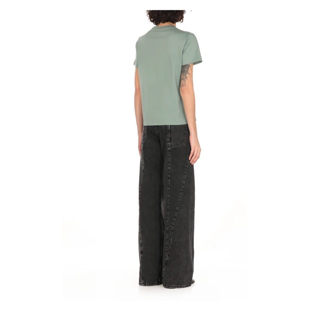 Lanvin Groen Katoenen T-shirt met Geborduurd Logo Green Dames