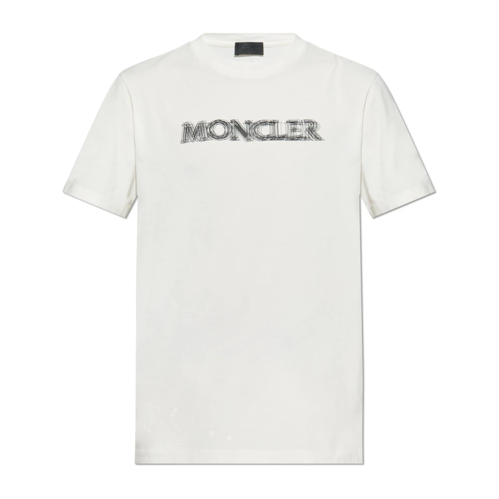 Moncler T-shirt met logo Beige Heren