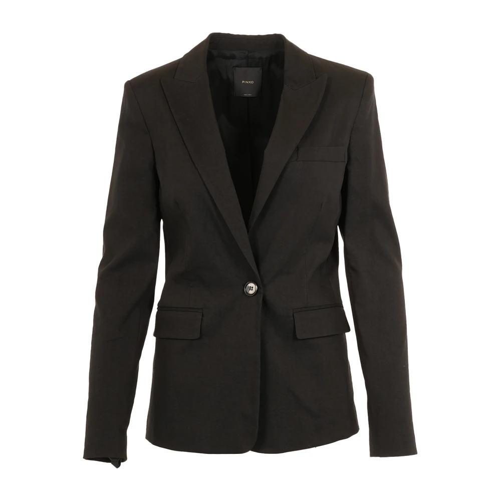 Pinko Women's Black Blazers, Xs, Linen Jacket