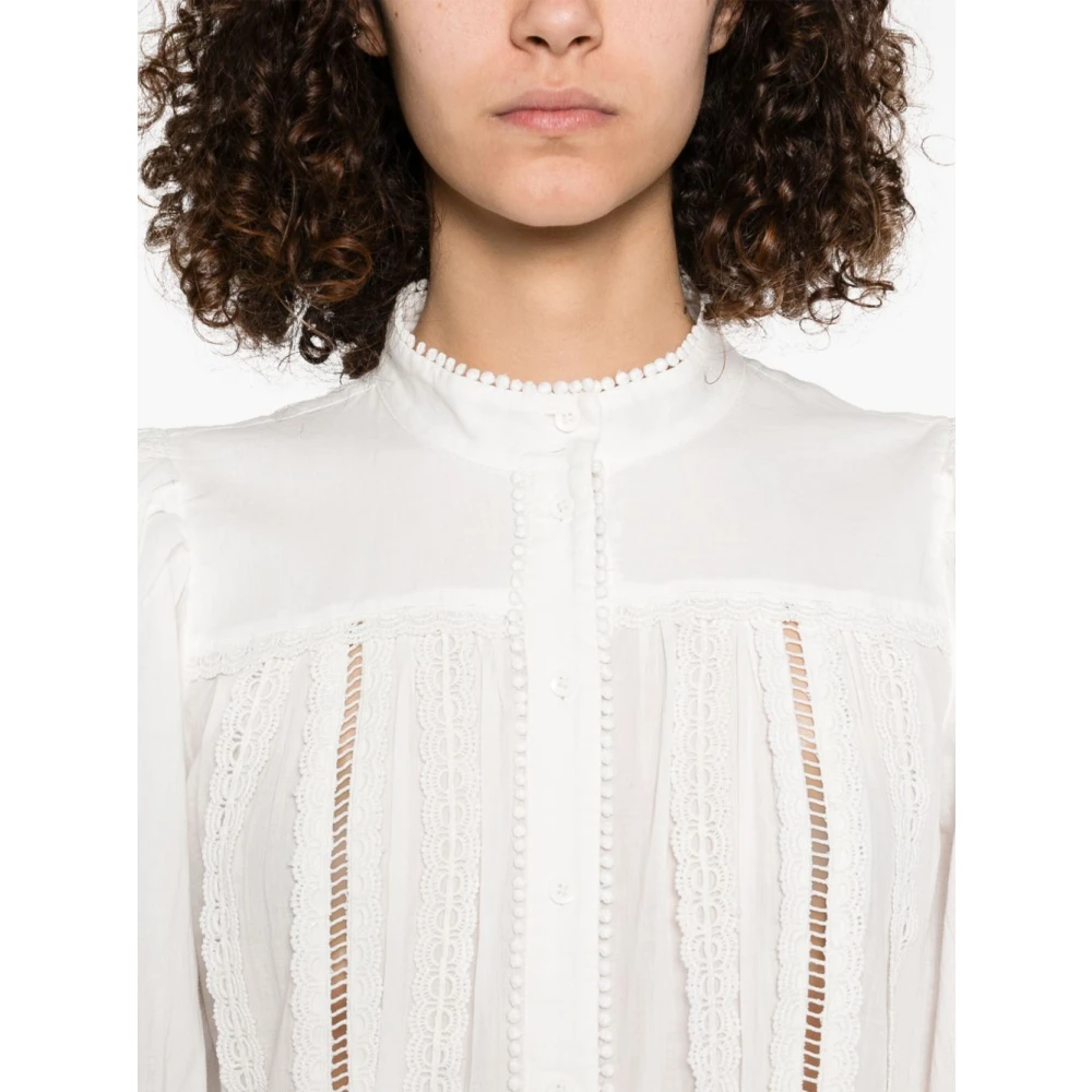 alice + olivia Witte Button-Up Band Kraag Shirt White Dames