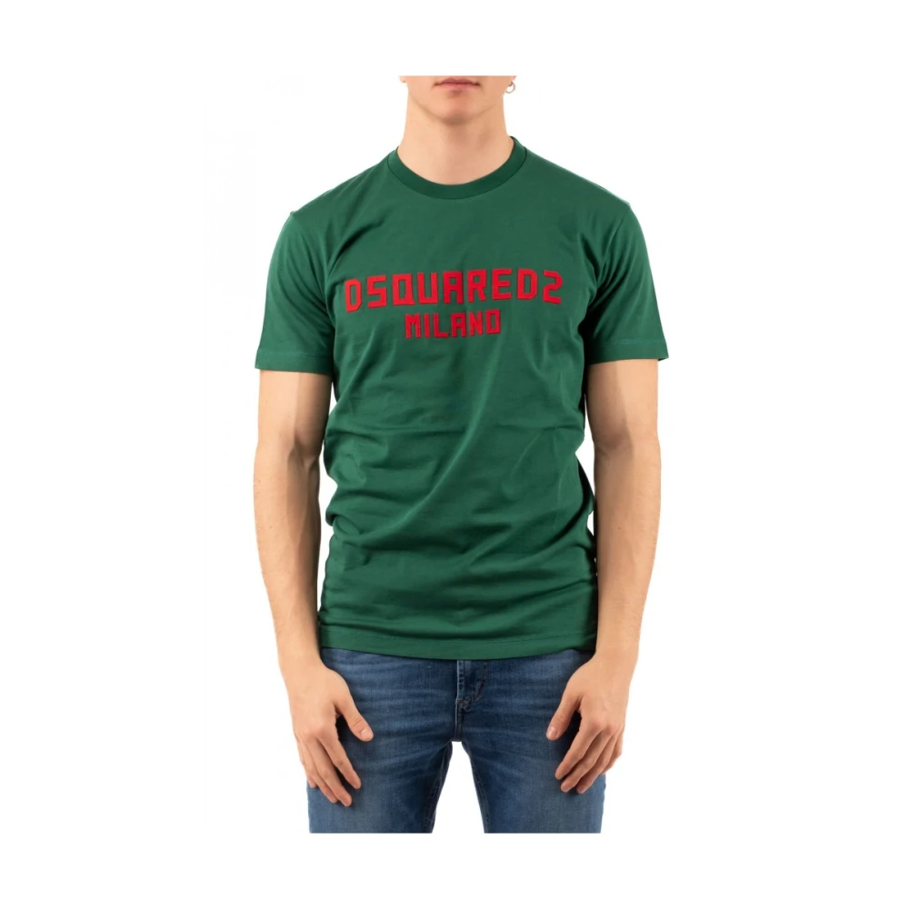 Dsquared2 Groen Logo Print Crew Neck T-shirt Green Heren