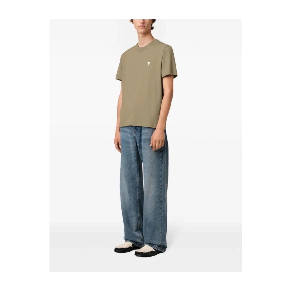 Ami Paris Wit Grafisch T-shirt Beige Heren