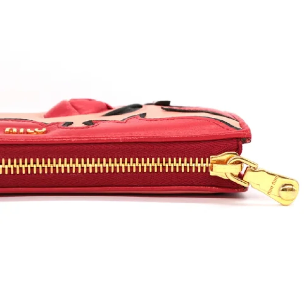 Miu Pre-owned Leather wallets Pink Dames