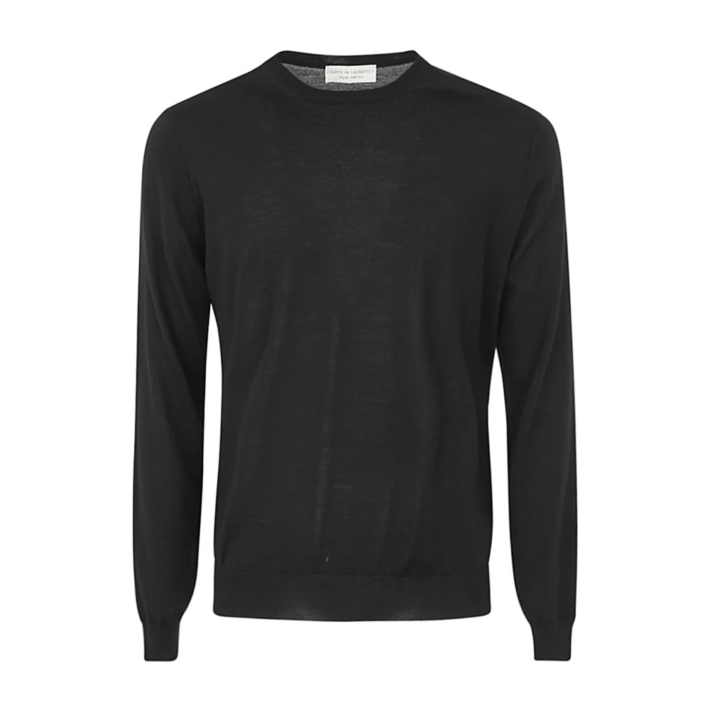 Filippo De Laurentiis Zwarte Merino Crew Neck Sweater Black Heren