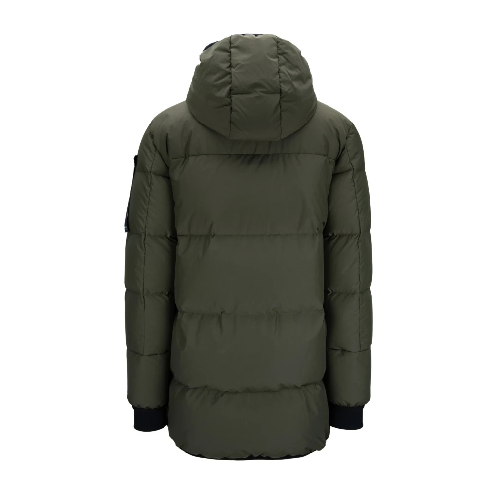 Peuterey Heren gewatteerde jas met capuchon rits en knoop Green Heren