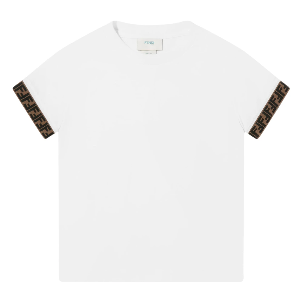 Fendi Logo Trim T-Shirt - Unisex - Kids Short Sleeve T-Shirts - White - 4 Y - Kids