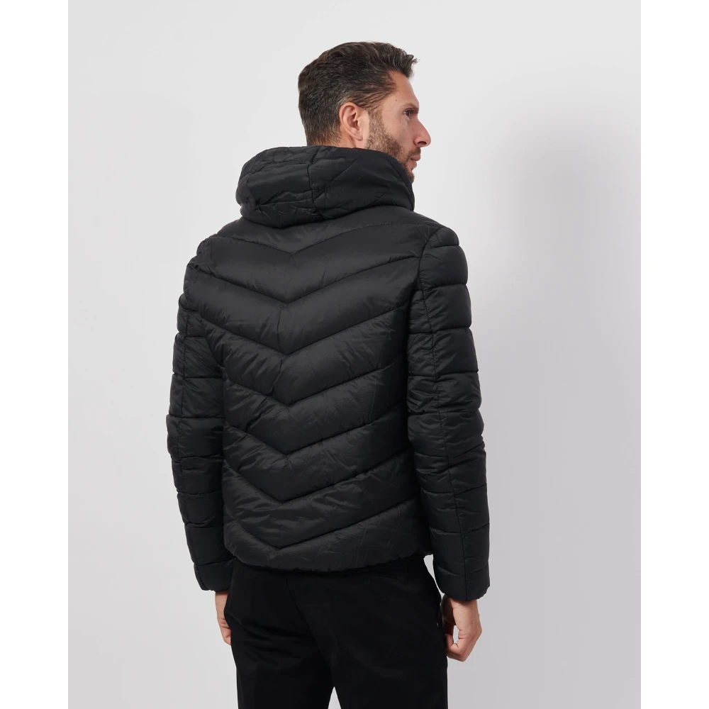 YES ZEE Zwarte Gewatteerde Hooded Ritsjas Black Heren