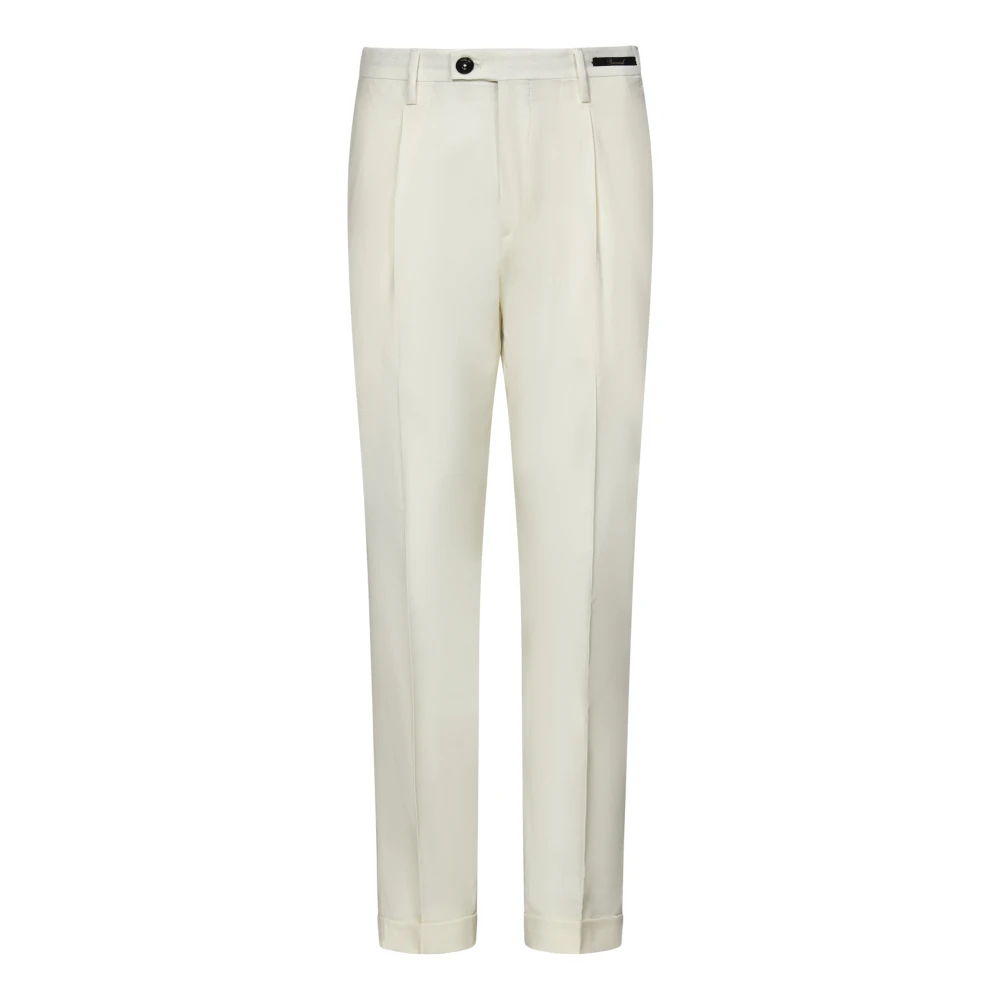 Michael Coal Witte Wolmix Getailleerde Broek Beige Heren