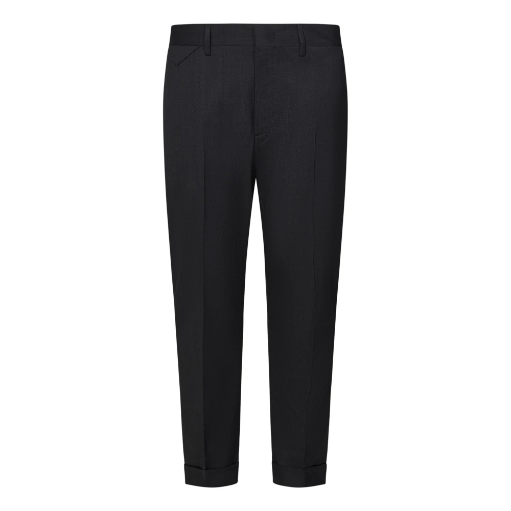 Low Brand Slim Fit Cropped Trousers in Grey Black Heren