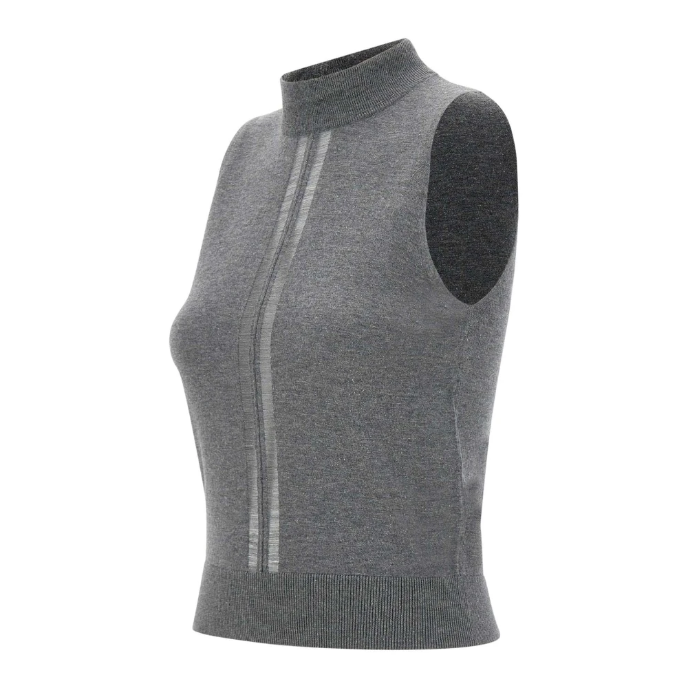 IRO Grijze Wol Zijde Hoge Kraag Trui Gray Dames